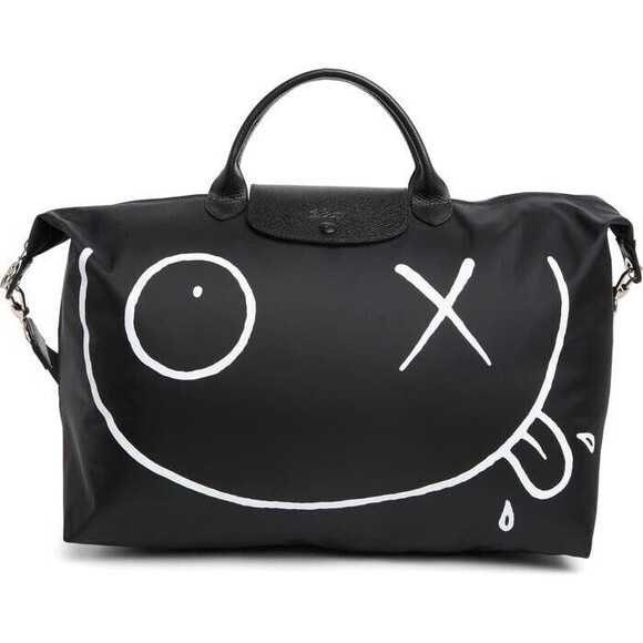 Longchamp X Andre Le Pliage 18 Large Nylon Travel Satchel Tote Bag Black New - Picture 1 of 6